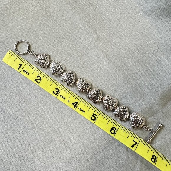 Sterling Silver Thailand Puffy Heart Bracelet - Picture 7 of 14